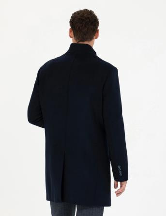 پالتو اسليم فيت  ترکيبي پشمي pierre cardin سورمه اي